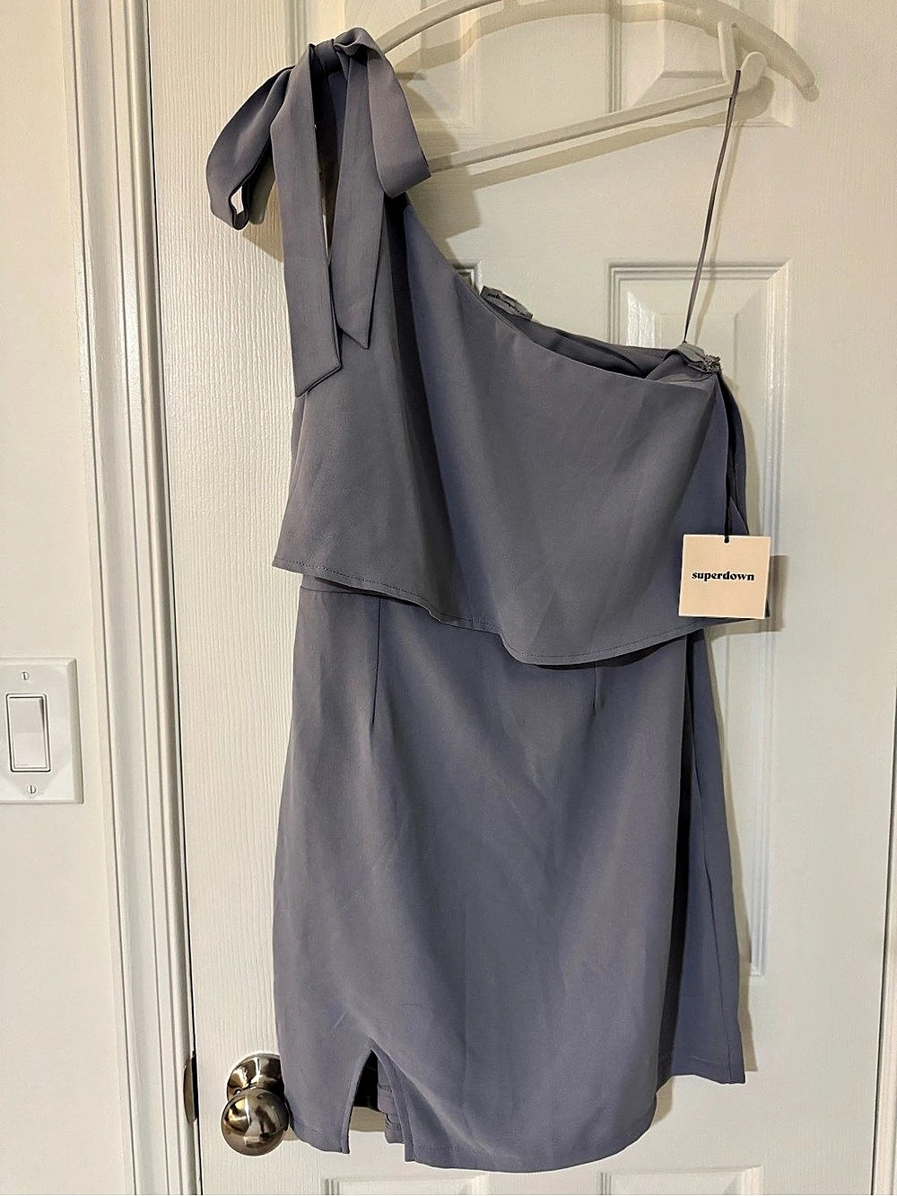 Superdown Jenna One Shoulder Dress Gray Size Medium